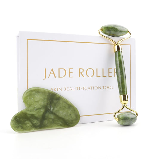 Rouleau de massage visage ou corps en pierre de Jade Naturel et pierre Gua Sha