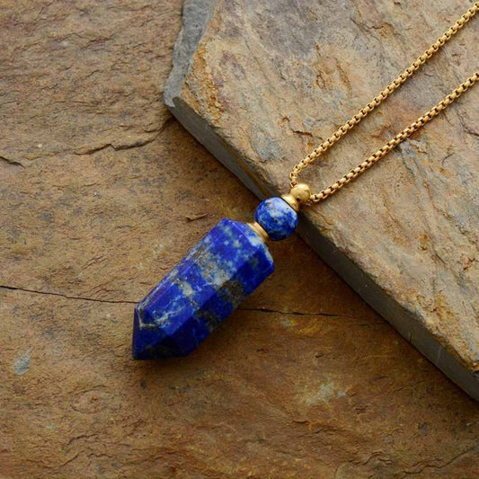 Pendentif en pierre de Lapis Lazuli - Diffuseur de parfum ou huile essentielle.