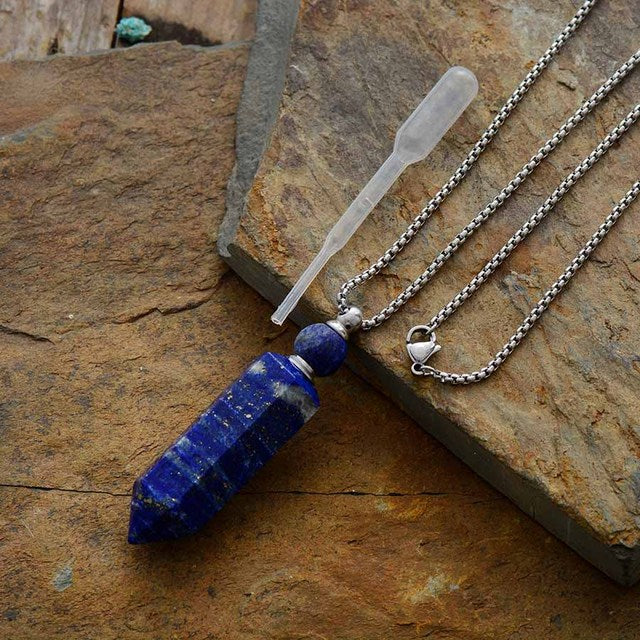 Pendentif en pierre de Lapis Lazuli - Diffuseur de parfum ou huile essentielle.