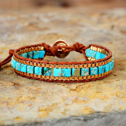 Bracelet bohème en pierres naturelles de Turquoise
