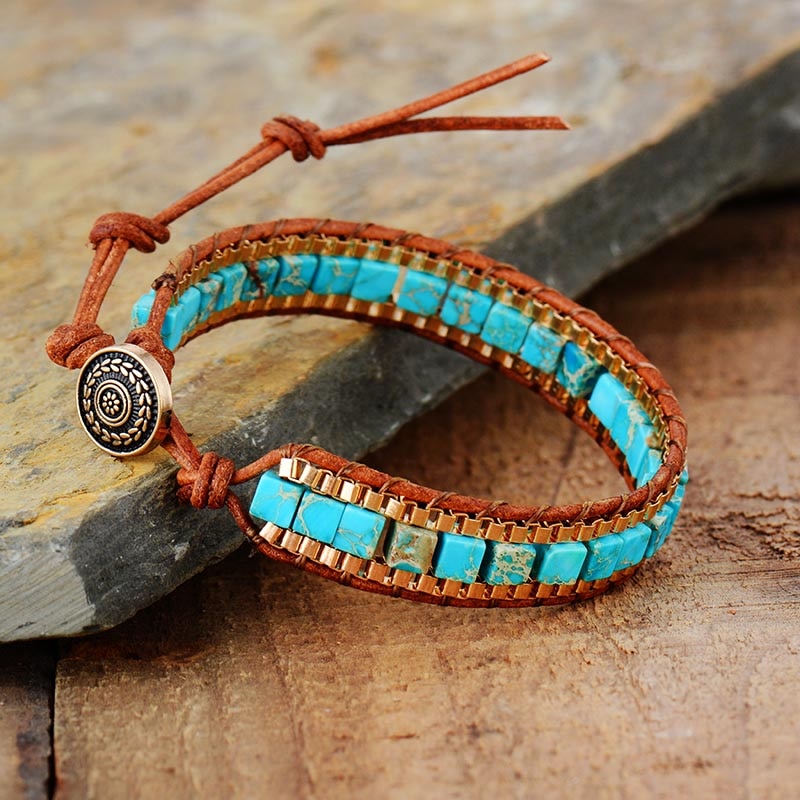 Bracelet bohème en pierres naturelles de Turquoise