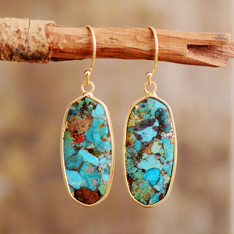 Boucles d'Oreilles en pierres naturelles de Turquoise