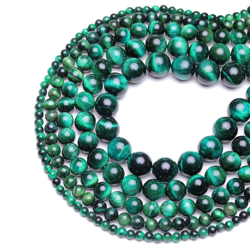 vrac perles collier oeil de tigre vert