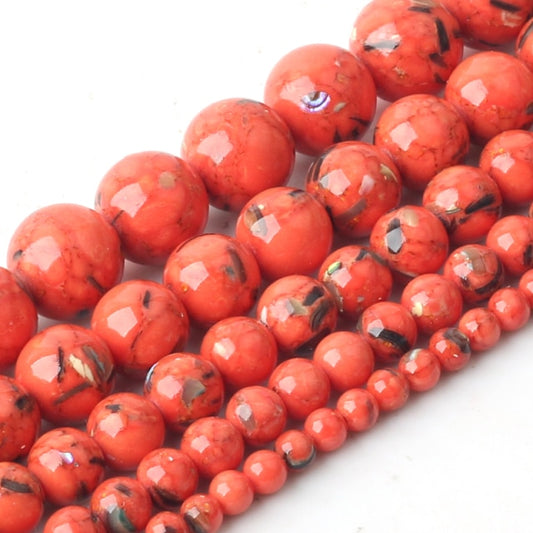 Perles vrac Howlite Shell Orange